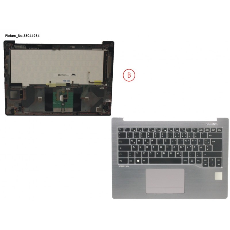 38044984 - UPPER ASSY SILV INCL. KEYBOARD GERMAN