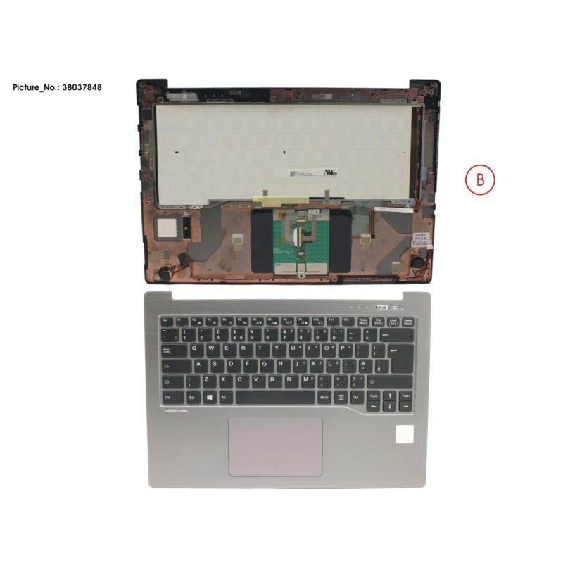38037848 - UPPER ASSY SILV INCL. KEYBOARD UK