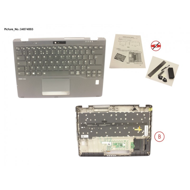 34074003 - UPPER ASSY INCL. KEYB UK W/FP(ALT)