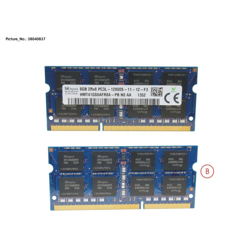 38040837 - MEMORY 8GB DDR3-1600 SO
