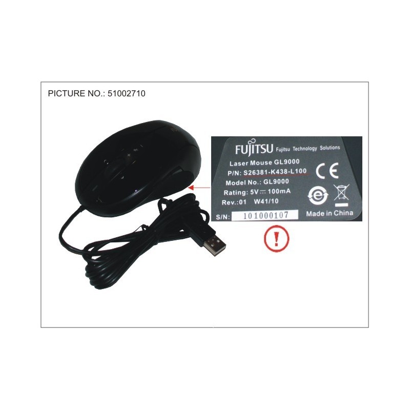 38017160 - FUJITSU BLUE LED MOUSE GL9000 USB BLACK