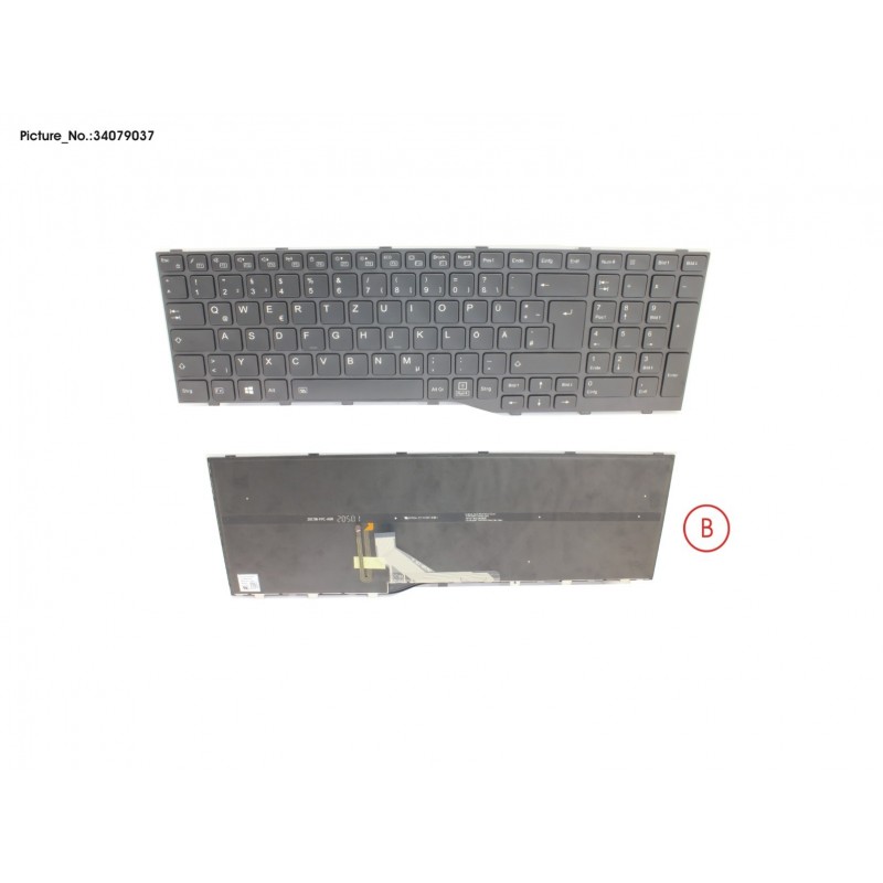 34079037 - KEYBOARD BLACK W/ BL GERMAN