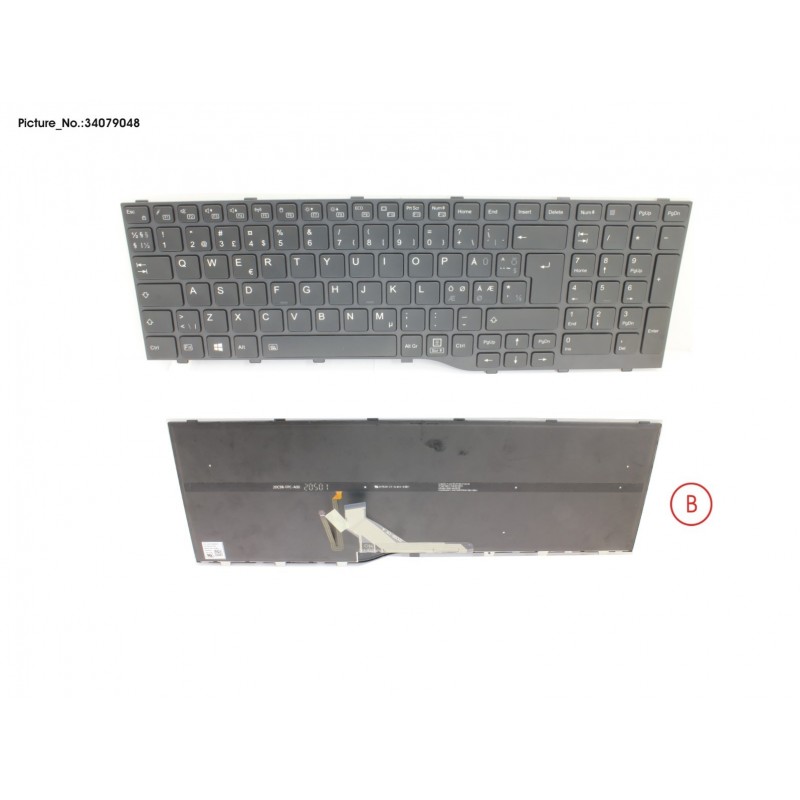 34079048 - KEYBOARD BLACK W/ BL NORDIC