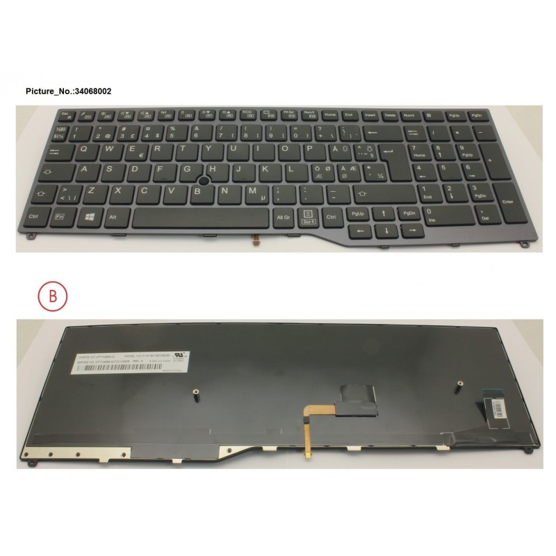 34068002 - KEYBOARD 10KEY BLACK W/ TS NORDIC/EST