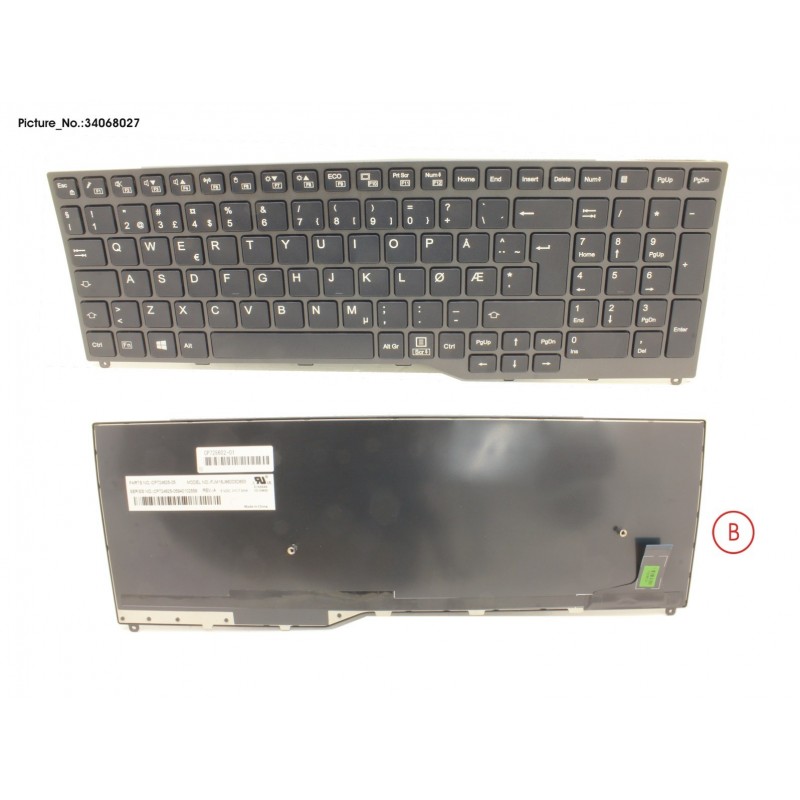 34068027 - KEYBOARD 10KEY BLACK W/O TS NORWAY