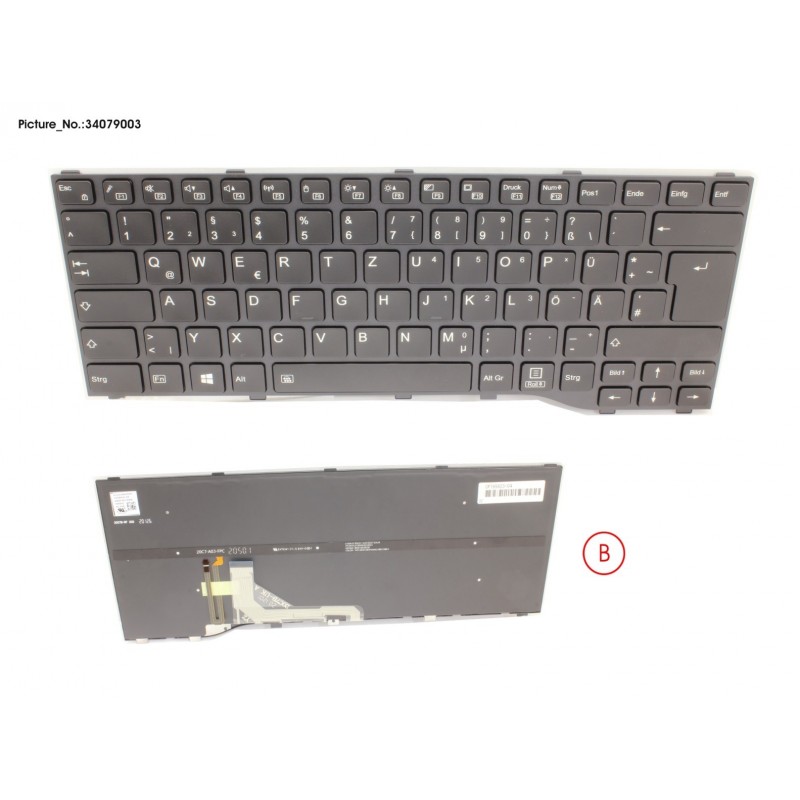 34079003 - KEYBOARD BLACK W/ BL GERMAN