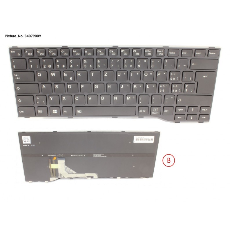 34079009 - KEYBOARD BLACK W/ BL SWISS