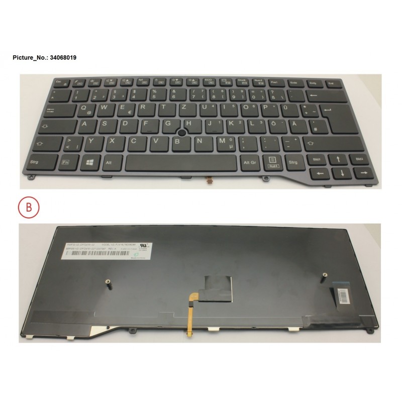 34068019 - KEYBOARD BLACK W/ TS GERMAN