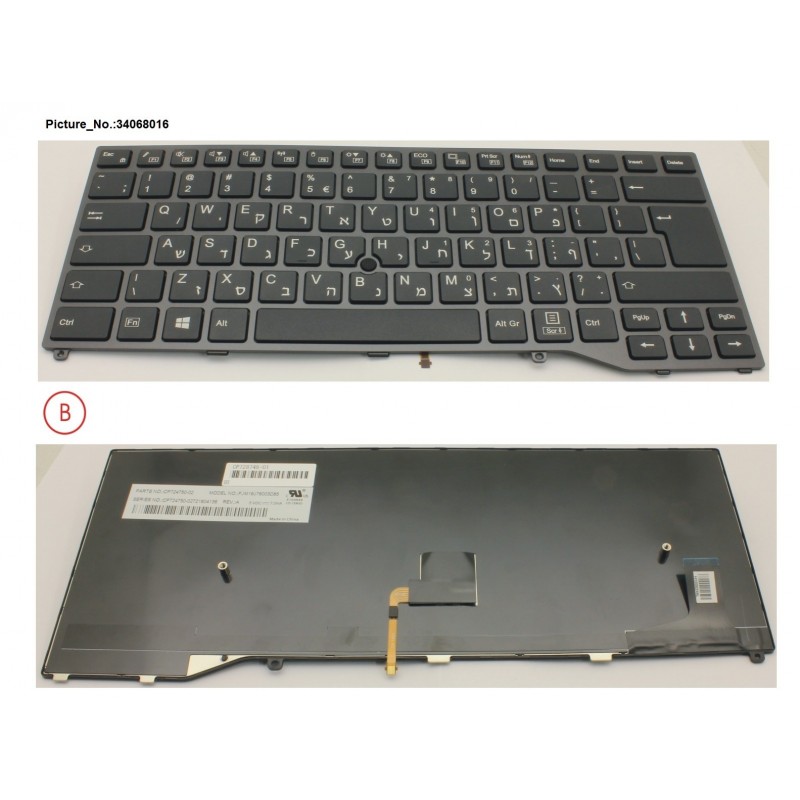 34068016 - KEYBOARD BLACK W/ TS HEBREW