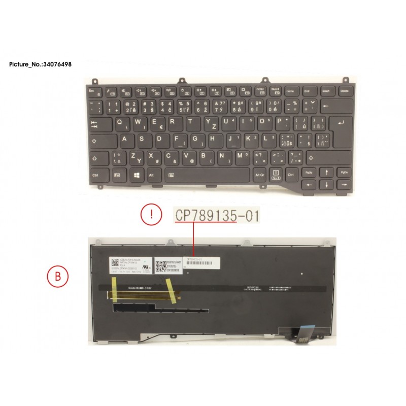 34076498 - KEYBOARD BLACK W/ BL CZECH/SLOVAKIA