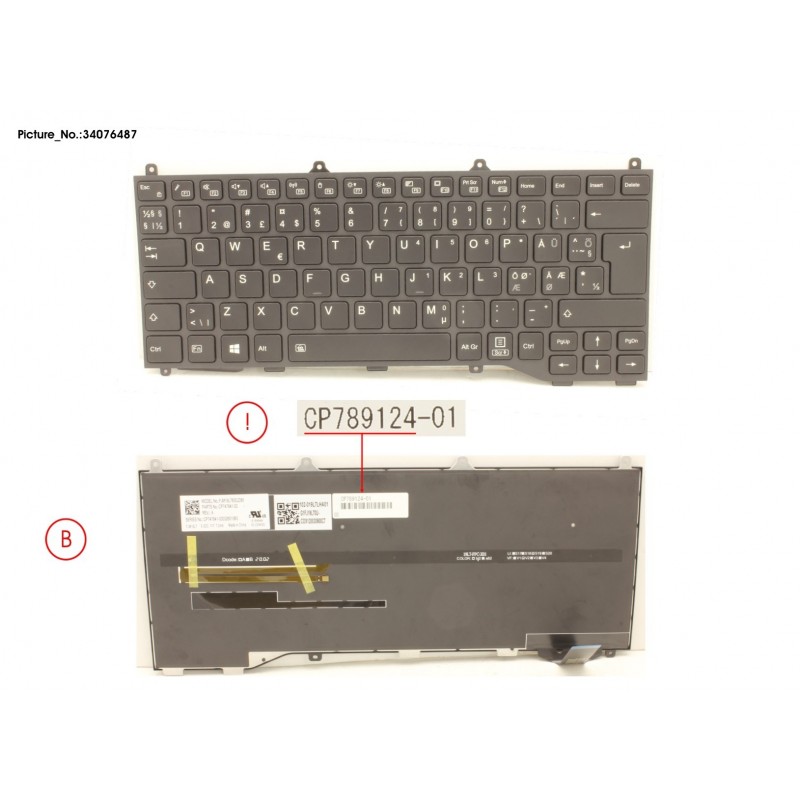 34076487 - KEYBOARD BLACK W/ BL NORDIC/EST