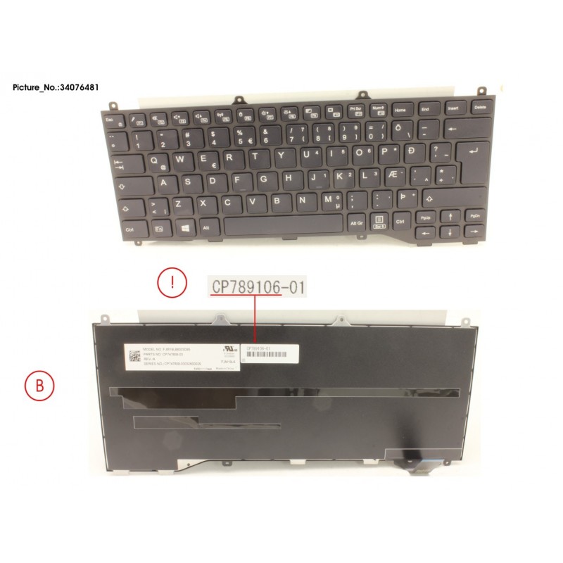 34076481 - KEYBOARD BLACK W/O TS ICELAND