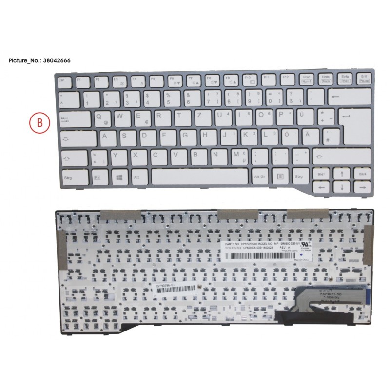 38042666 - KEYBOARD WHITE W/O TS GERMAN