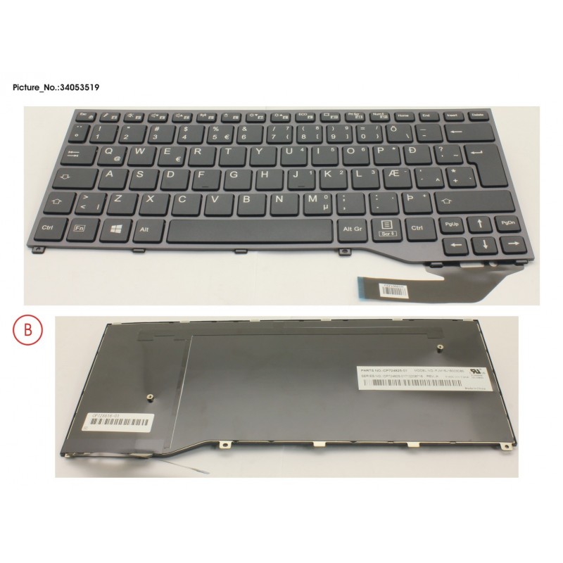 34053519 - KEYBOARD BLACK W/O TS ICELAND