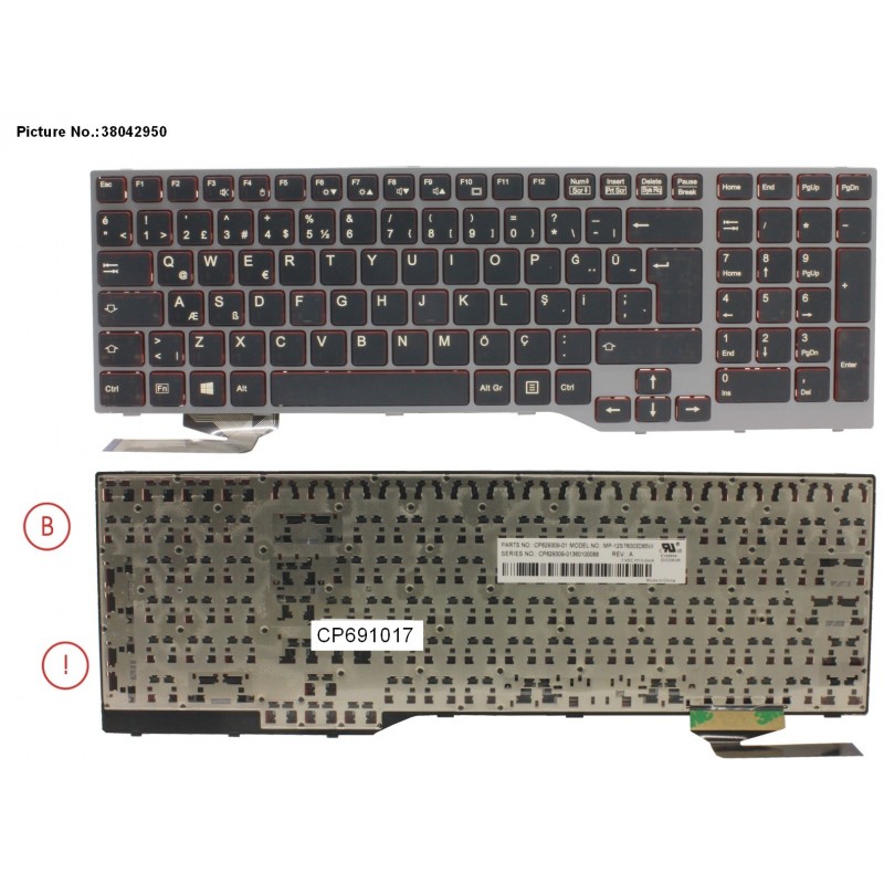 38042950 - KEYBOARD 10KEY BLACK W/O TS TURKEY