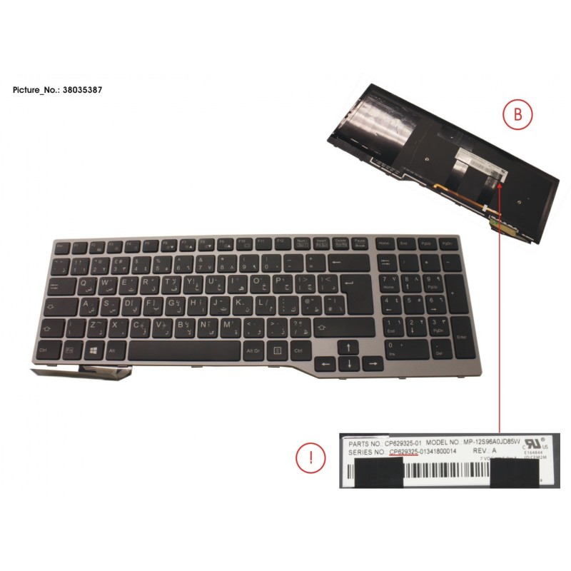 38035387 - KEYBOARD 10KEY BLACK W/ BL ARABIC/UK