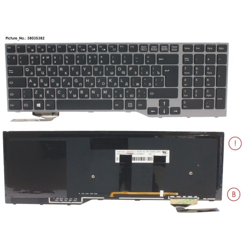 38035382 - KEYBOARD 10KEY BLACK W/ BL RUSSIA/US