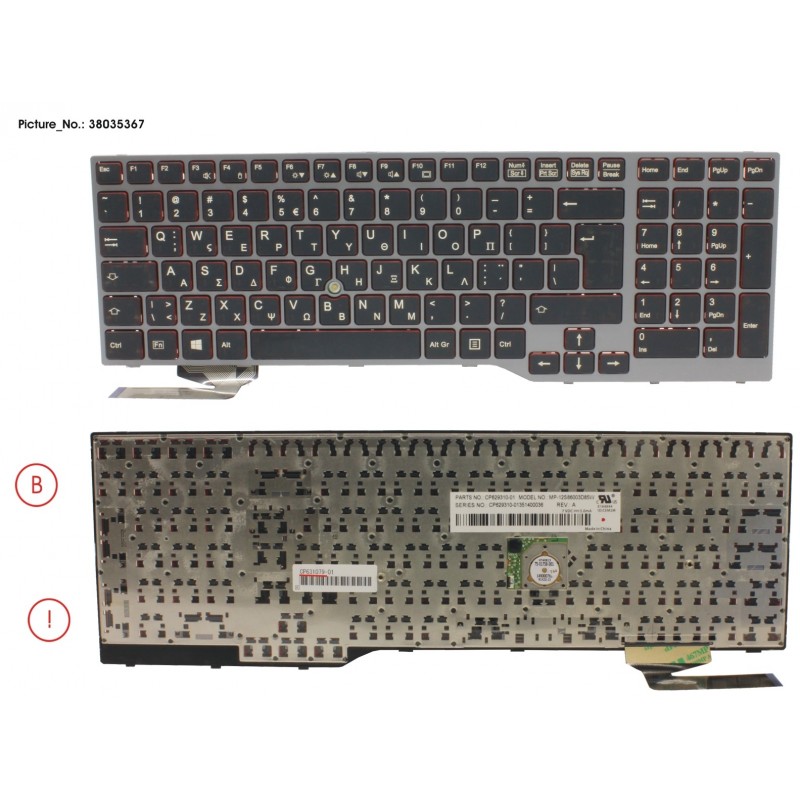 38035367 - KEYBOARD 10KEY BLACK W/ TS GREECE