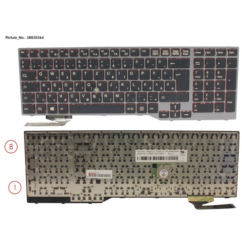 38035364 - KEYBOARD 10KEY BLACK W/ TS HUNGARY