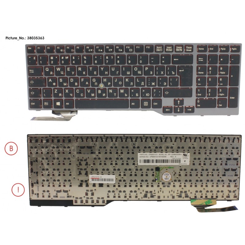 38035363 - KEYBOARD 10KEY BLACK W/ TS RUSSIA/US
