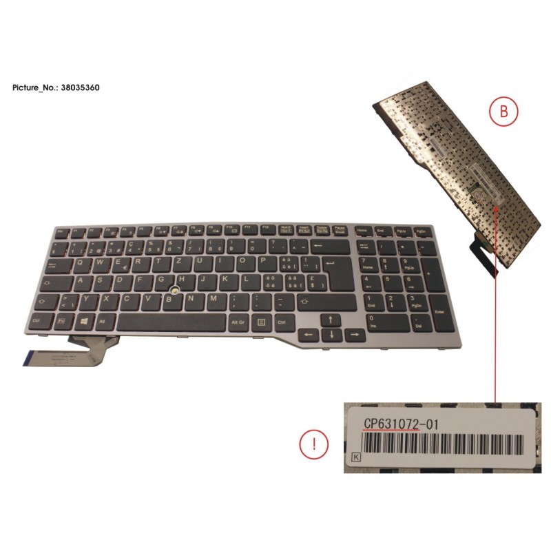 38035360 - KEYBOARD 10KEY BLACK W/ TS SWISS