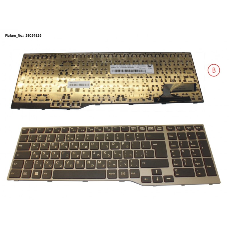 38039826 - KEYBOARD 10KEY BLACK W/O TS HEBREW