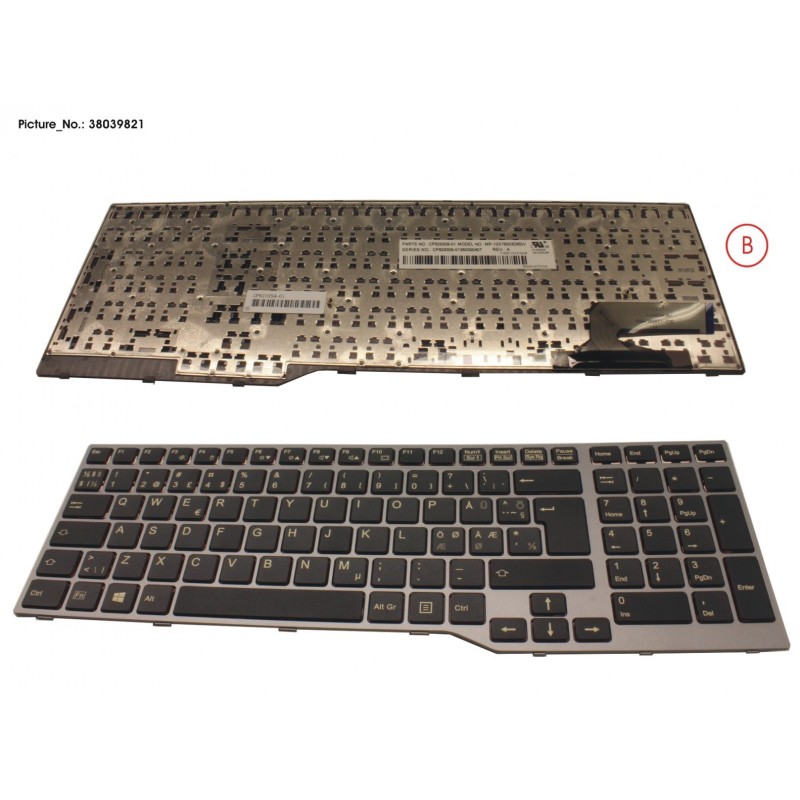 38039821 - KEYBOARD 10KEY BLACK W/O TS NORDIC/EST