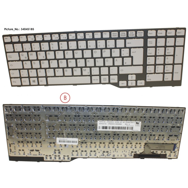 34045185 - KEYBOARD 10KEY WHITE W/O TS GERMAN