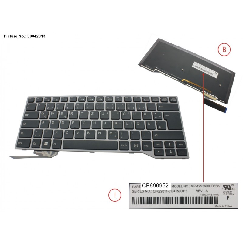 38042913 - KEYBOARD BLACK W/ BL GERMAN