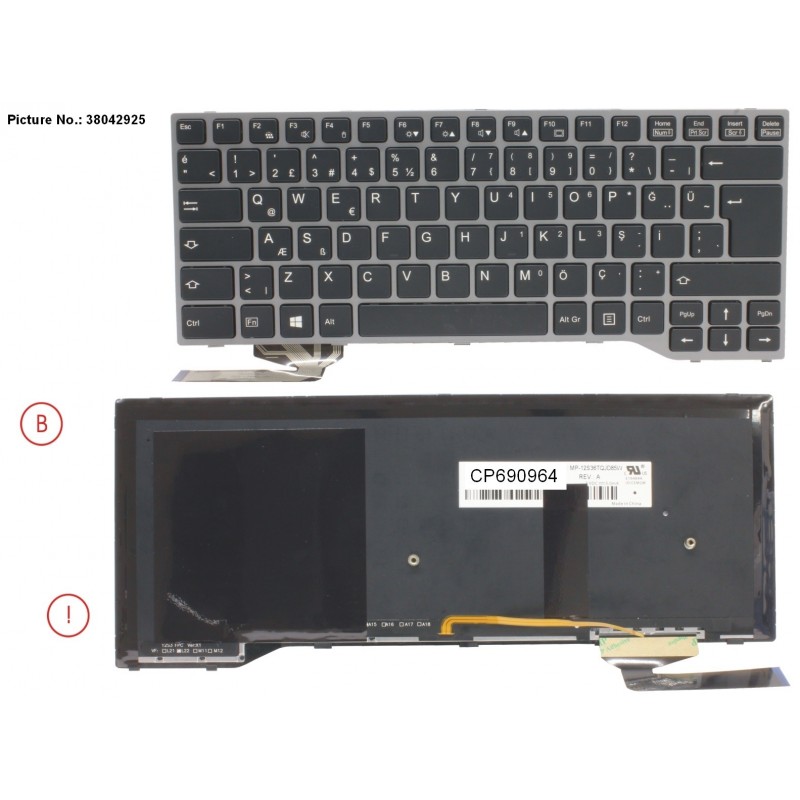 38042925 - KEYBOARD BLACK W/ BL TURKEY