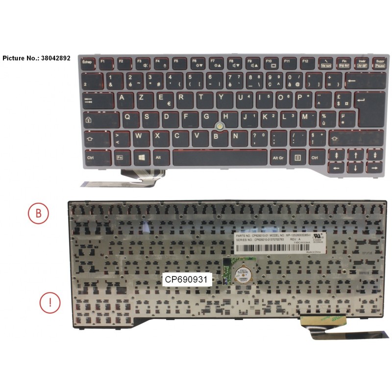 38042892 - KEYBOARD BLACK W/ TS FRANCE