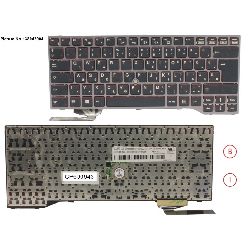 38042904 - KEYBOARD BLACK W/ TS HUNGARY