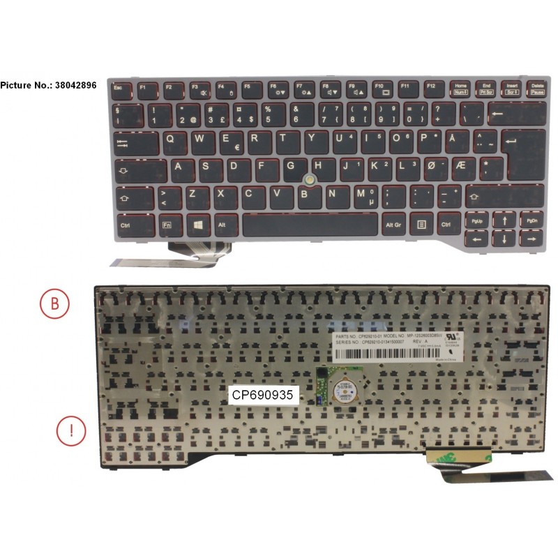 38042896 - KEYBOARD BLACK W/ TS NORWAY
